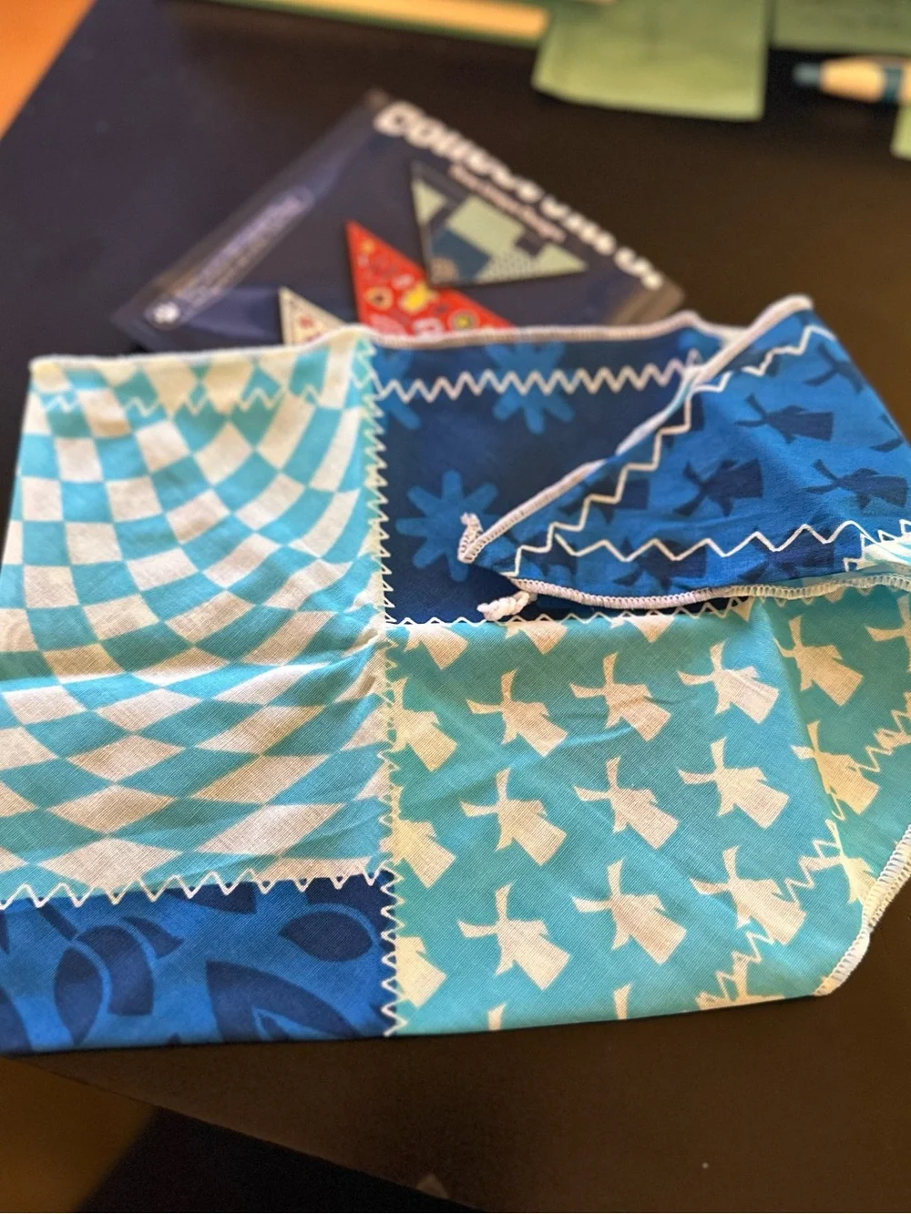 Dutch Bros Mystery Dog Bandana Blue Patchwork